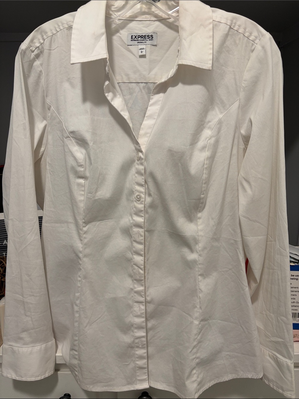 Express Women's White Tailored Button-Down Blouse